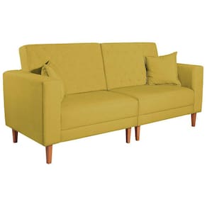 Sofá 03 Lugares Living Ponza Suede Cor Amarelo