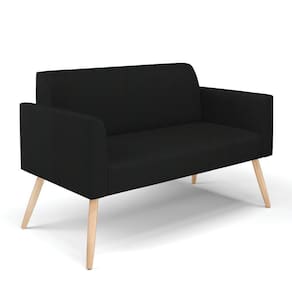 Sofá Namoradeira Pés Palito Natural Marisa Linho D03 - D\`rossi Cor A79 Preto