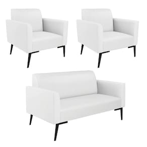 Sofá Namoradeira Com 2 Poltronas Pés Villach Marisa Corino D03 - D\`rossi Cor Branco