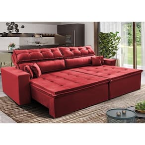 Sofá Retrátil E Reclinável 1,82m Luxos Cama Inbox Velusoft Vermelho