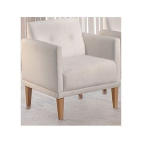 Poltrona Helena 1 Lugar Com Base Fixa De Madeira Due Decor Bege