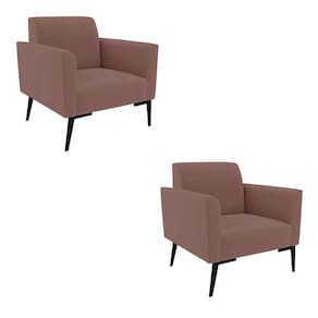 Kit 2 Poltronas Pés Villach Marisa Veludo D03 - D\`rossi Cor Rose