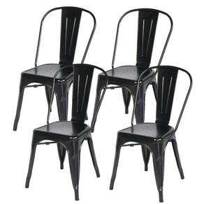 Kit Com 4 Cadeira Tolix Iron Aço Carbono Industrial - Preto