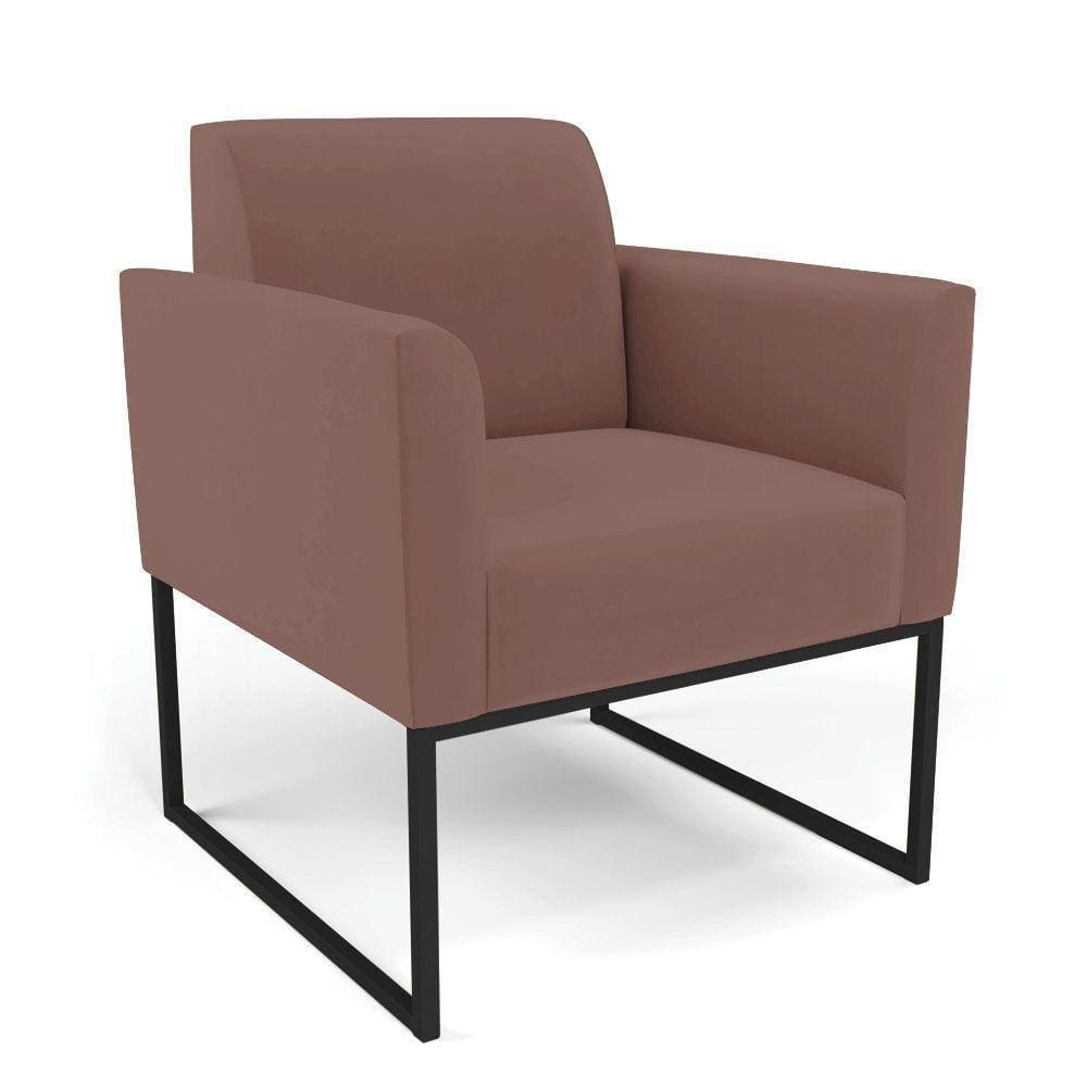 Poltrona Base Industrial Preto Marisa Veludo D03 - D\`rossi Cor Rose