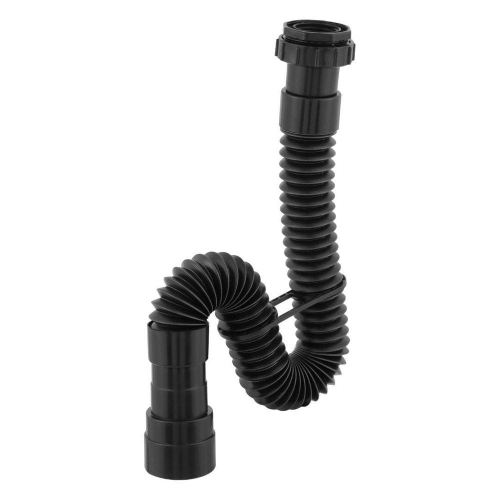 Sifão Universal Preto Sanfonado Ajustável
