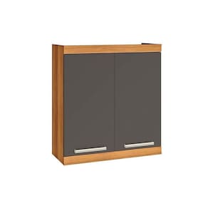 Armário Aéreo P- Cozinha Burguesa Premium C- 2 Portas 80cm Freijo-grafite - Nesher