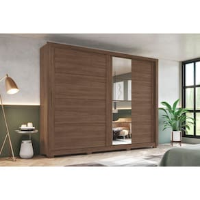 Guarda-Roupa Palace 02 Pts. Deslizantes C/ Espelho Castanho - Henn
