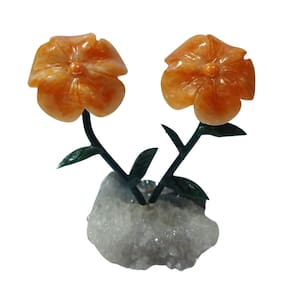 Flor Dupla de Pedras Naturais Calcita Laranja
