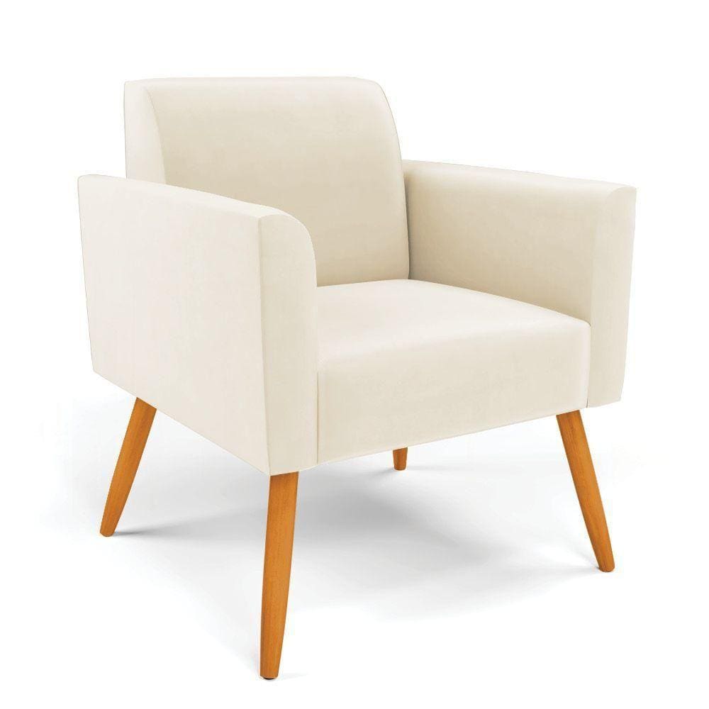 Poltrona Pés Palito Castanho Marisa Veludo D03 - D\`rossi Cor Bege