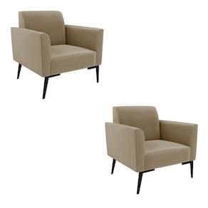 Kit 2 Poltronas Pés Villach Marisa Suede D03 - D\`rossi Cor Marrom Rato