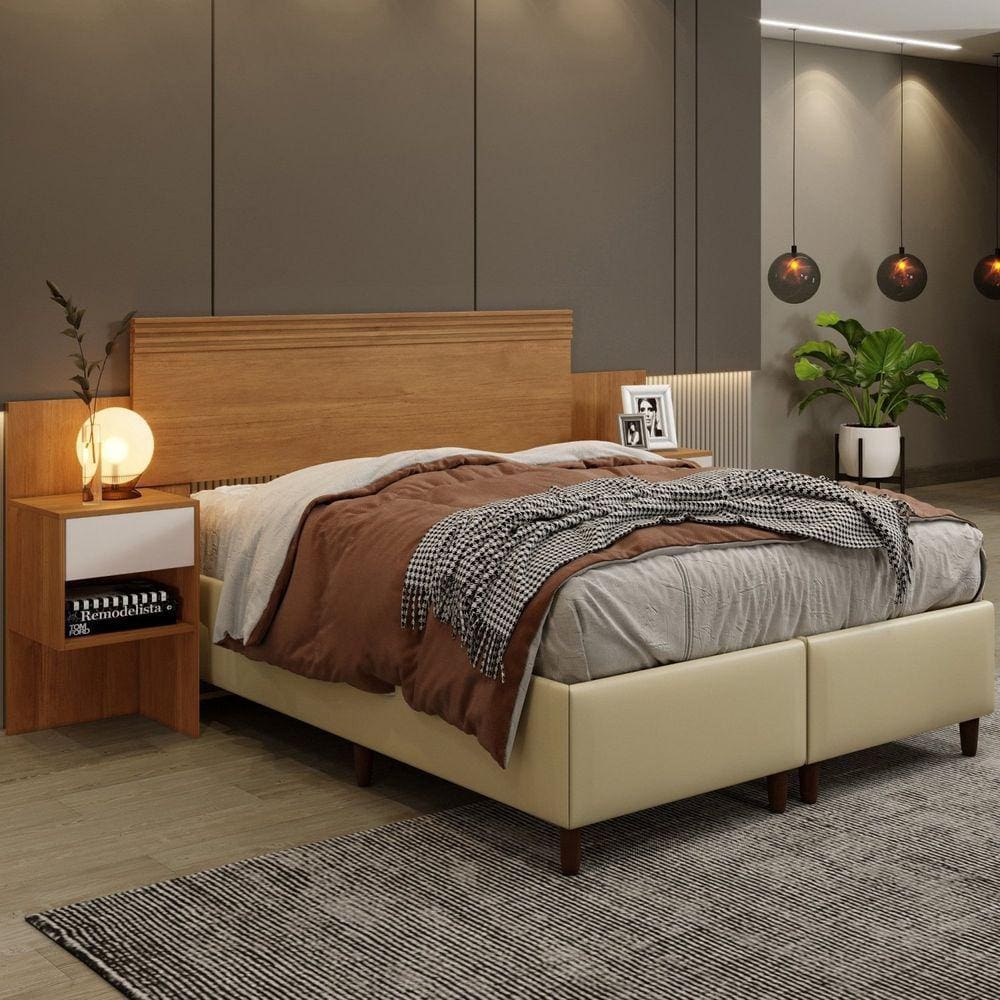 Cabeceira Casal Extensível 223 a 243 Cm Master Cinamomo/Off-White