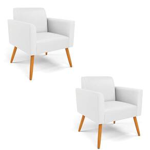 Kit 2 Poltronas Pés Palito Castanho Marisa Corino D03 - D\`rossi Cor Branco