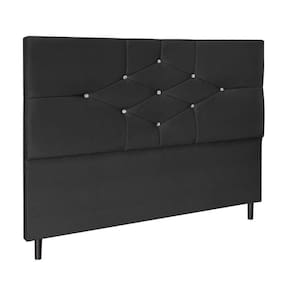 Cabeceira Cama Box Queen 160cm Camboriú Suede Preto E Frame