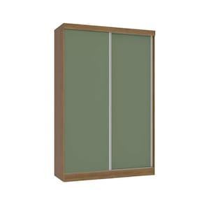 Guarda Roupa Solteiro 2 Portas De Correr E 2 Gavetas N571 Nogueira-verde Oliva - Kappesberg