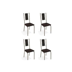 Cadeira Sala De Jantar Lisboa 4c076 Aço Kit 4 Uni Niquel/preto 110 - Kappesberg