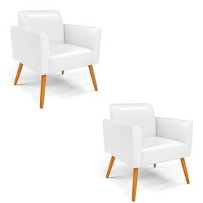 Kit 2 Poltronas Pés Palito Castanho Marisa Corano D03 - D\`rossi Cor Branco