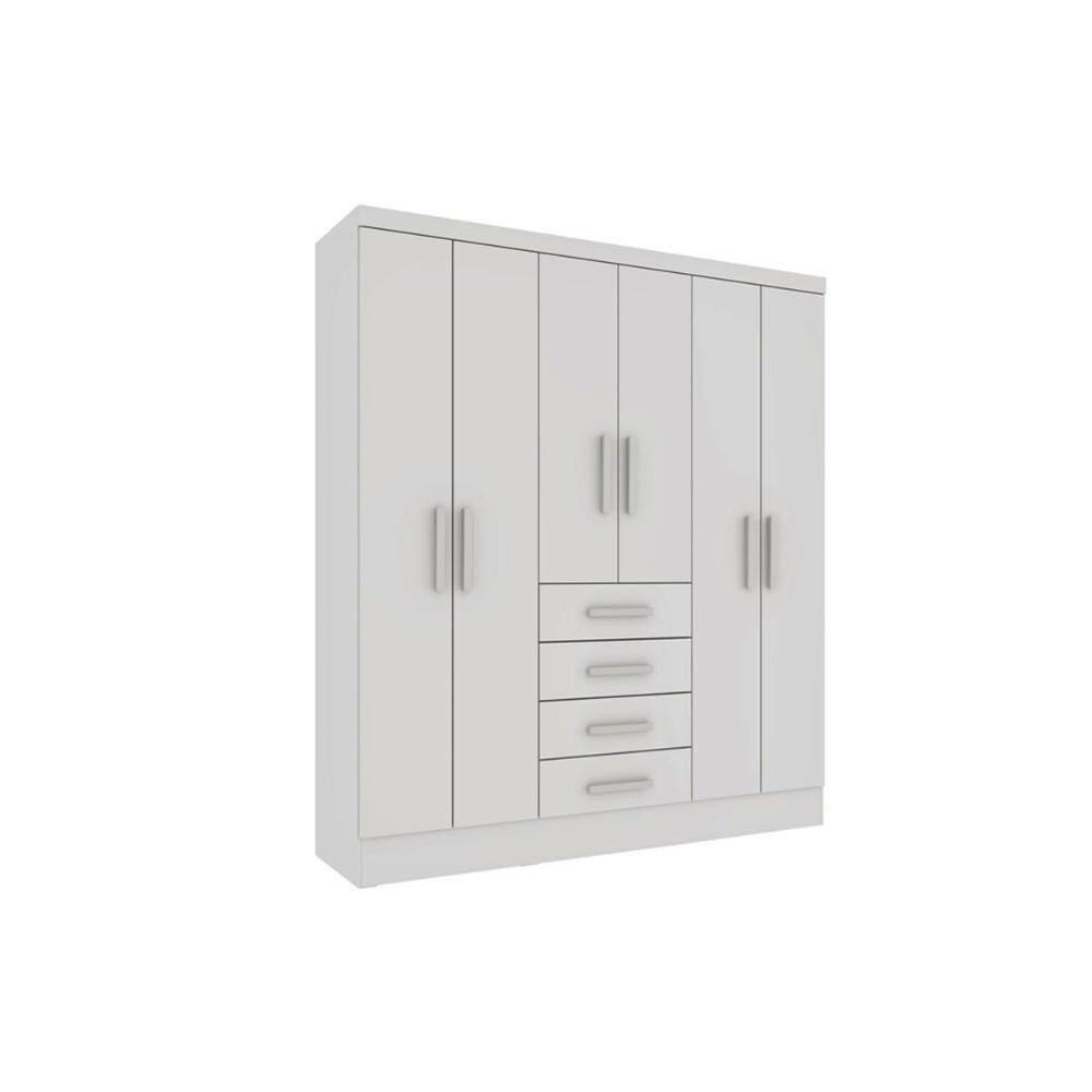Guarda Roupa Solteiro 6 Portas E 4 Gavetas Arizona Branco-neve - Tcil Móveis