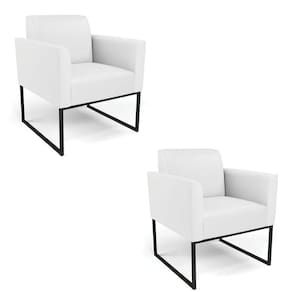 Kit 2 Poltronas Base Industrial Preto Marisa Corino D03 - D\`rossi Cor Branco