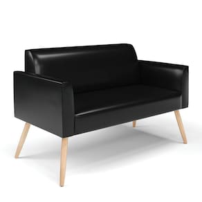 Sofá Namoradeira Pés Palito Natural Marisa Corano D03 - D\`rossi Cor Preto