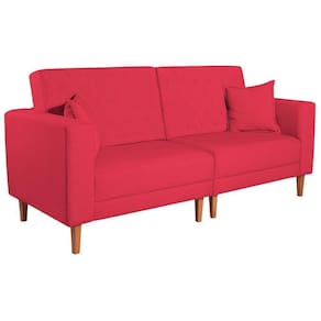 Sofá 03 Lugares Living Ponza Suede Cor Vermelho