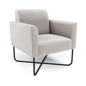 Poltrona Base X Industrial Preto Marisa Veludo Cinza D03 - D\`rossi