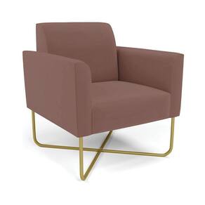 Poltrona Base X Industrial Dourado Marisa Veludo D03 - D\`rossi Cor Rose