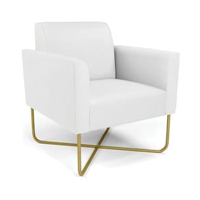 Poltrona Base X Industrial Dourado Marisa Corino Branco D03 - D\`rossi