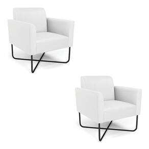 Kit 2 Poltronas Base X Industrial Preto Marisa Corino D03 - D\`rossi Cor Branco