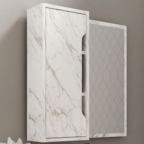 Espelheira Para Banheiro Bn3648 Mármore Branco 60x60cm Tecnomobili Mármore Branco