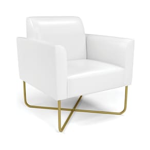 Poltrona Base X Industrial Dourado Marisa Corano Branco D03 - D\`rossi