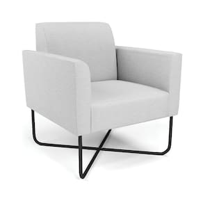 Poltrona Base X Industrial Preto Marisa Linho Cinza A05 D03 - D\`rossi