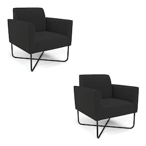 Kit 2 Poltronas Base X Industrial Preto Marisa Veludo D03 - D\`rossi Cor Preto