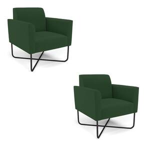 Kit 2 Poltronas Base X Industrial Preto Marisa Veludo D03 - D\`rossi Cor Verde