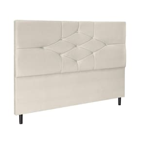 Cabeceira Cama Solteiro 90 Cm Virgínia Suede Bege E Frame