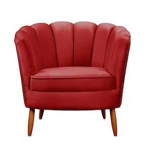 Poltrona Ariel Petala Decorativa Com Pés De Madeira Speciale Home Vermelho