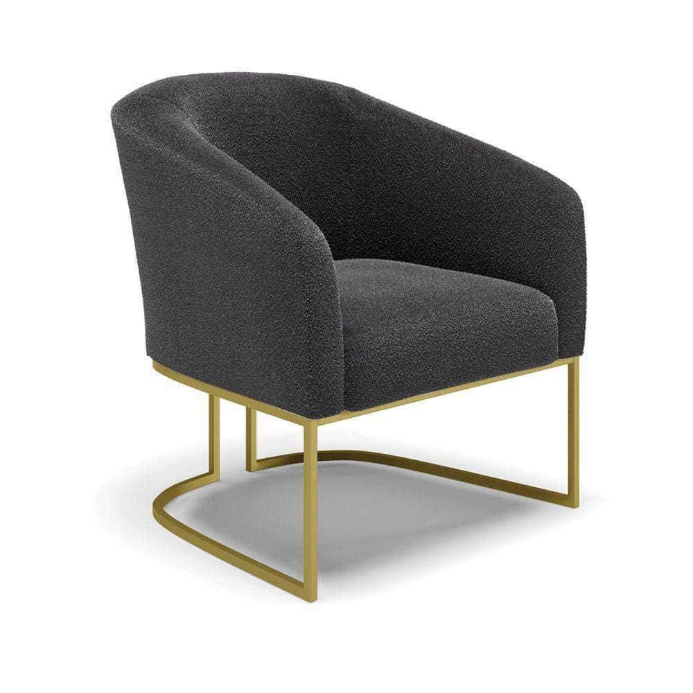 Poltrona Stella Bouclê Base Metálica Industrial Dourado - D\`rossi Cor Grafite