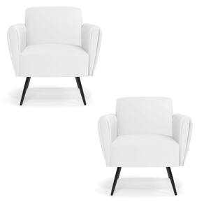 Kit 2 Poltronas Pés Palito De Ferro Bruna Corino - D\`rossi Cor Branco
