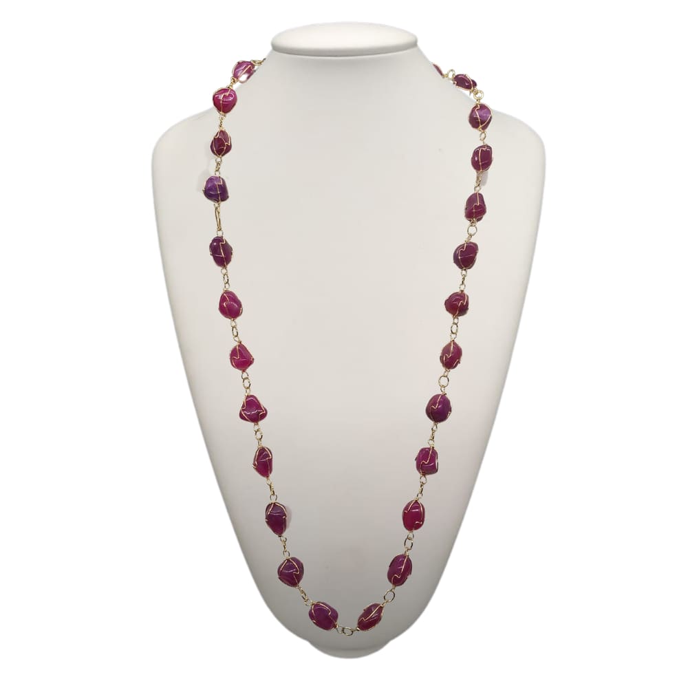 Colar de Pedra de Cesta Ágata Rosa