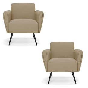 Kit 2 Poltronas Pés Palito De Ferro Bruna Suede - D\`rossi Cor Marrom Rato