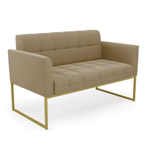 Sofá Namoradeira Elisa Suede Base Metálica Industrial Dourado - D\`rossi Cor Marrom Rato
