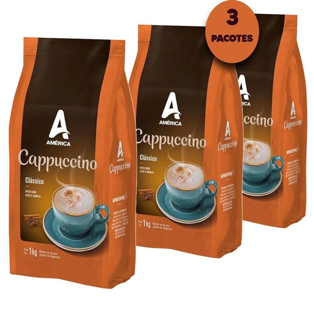 Cappuccino Clássico América 1Kg  3 Pacotes