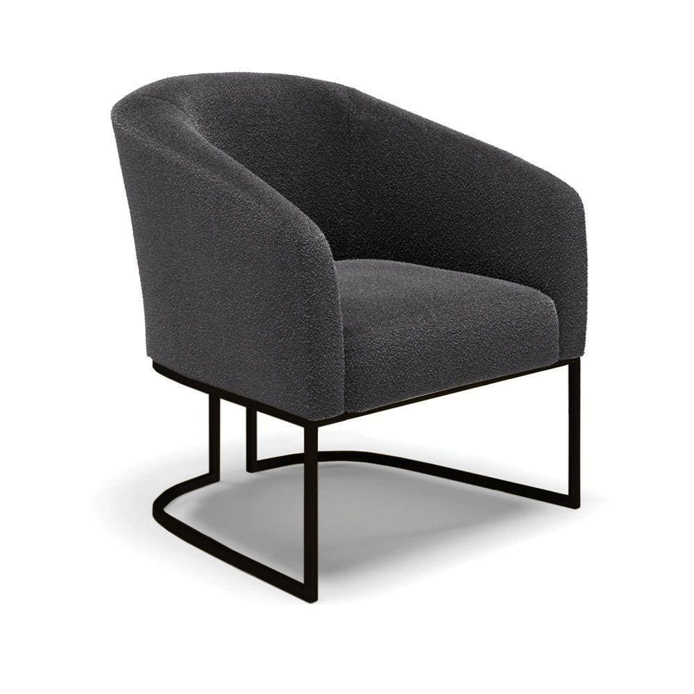 Poltrona Stella Bouclê Grafite Base Metálica Industrial Preto - D\`rossi