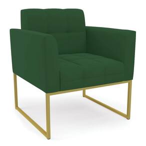 Poltrona Elisa Veludo Base Metálica Industrial Dourado - D\`rossi Cor Verde