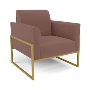 Poltrona Base Industrial Alta Dourado Marisa Veludo Rosê D03 - D\`rossi