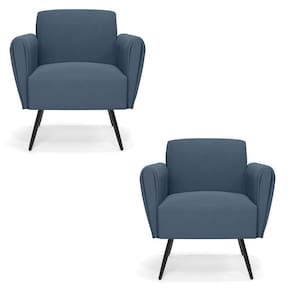 Kit 2 Poltronas Pés Palito De Ferro Bruna Suede - D\`rossi Cor Azul Marinho