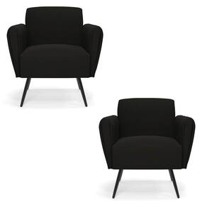 Kit 2 Poltronas Pés Palito De Ferro Bruna Suede - D\`rossi Cor Preto