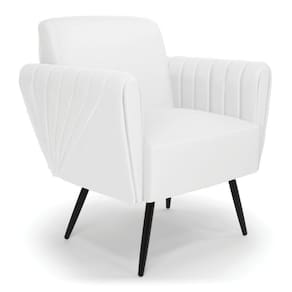 Poltrona Pés Palito De Ferro Bruna Corino - D\`rossi Cor Branco