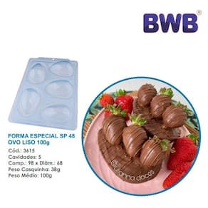 Forma especial p/ ovo de pascoa liso 100g 3 partes c/ silicone  bwb 3615 sp 48