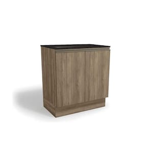 Balcão Cozinha P-cooktop Maxxi G744 Top 2 Portas C-tampo 80cm Nogal-preto Brilho - Kappesberg
