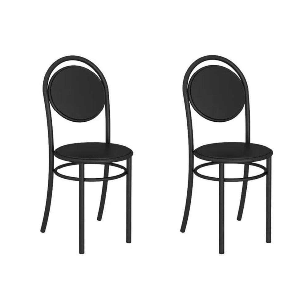 Cadeira Sala De Jantar 190 Aço Kit 2 Uni Preto courano Preto - Carraro